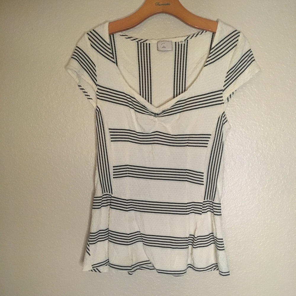Postmark Anthropologie Striped Peplum Top Medium